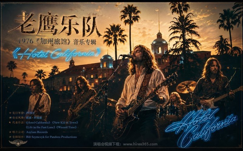 老鹰乐队 – 1976 《加州旅馆》音乐专辑 -《Hotel California》 现场封面
